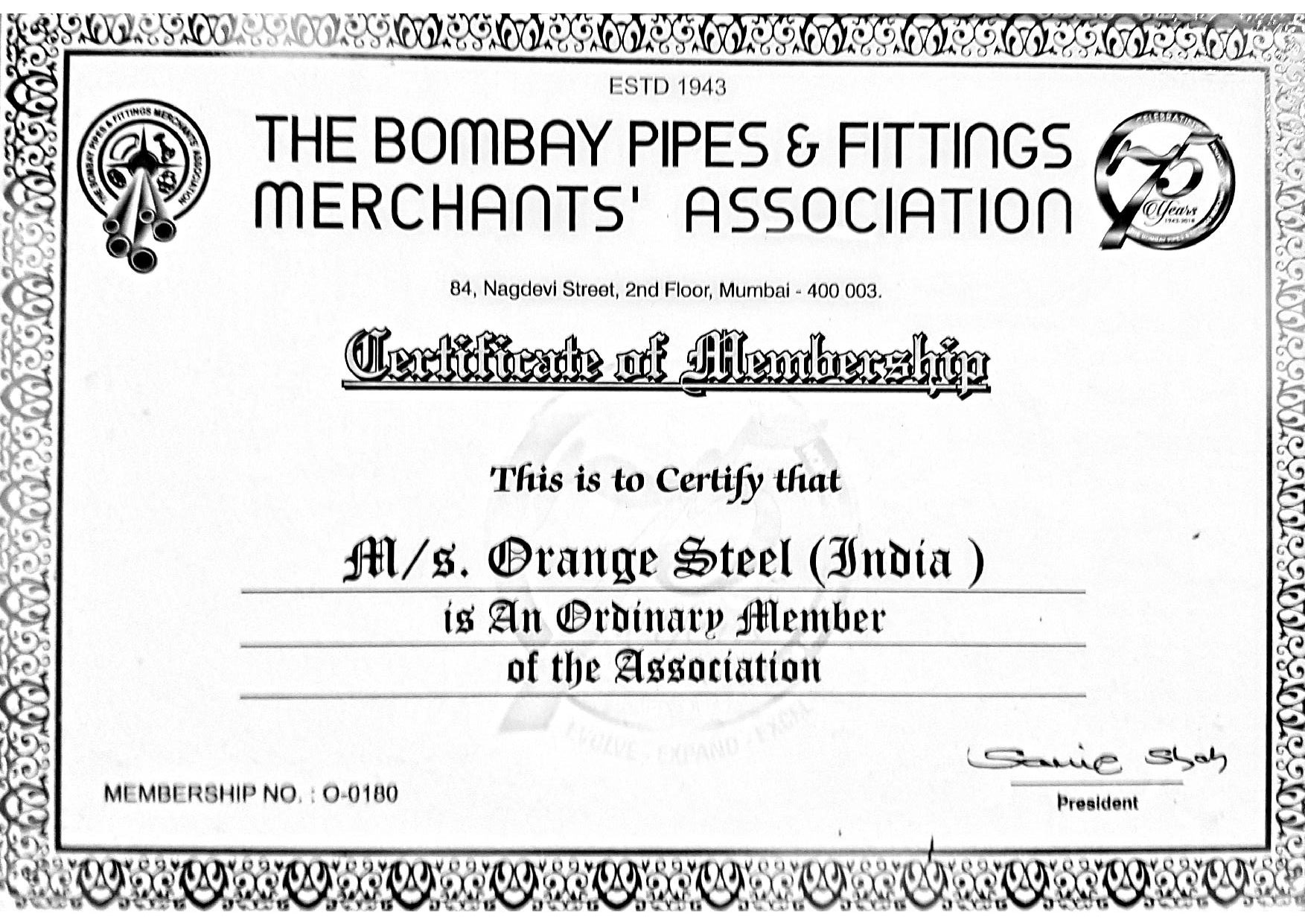 Certificate and Membership